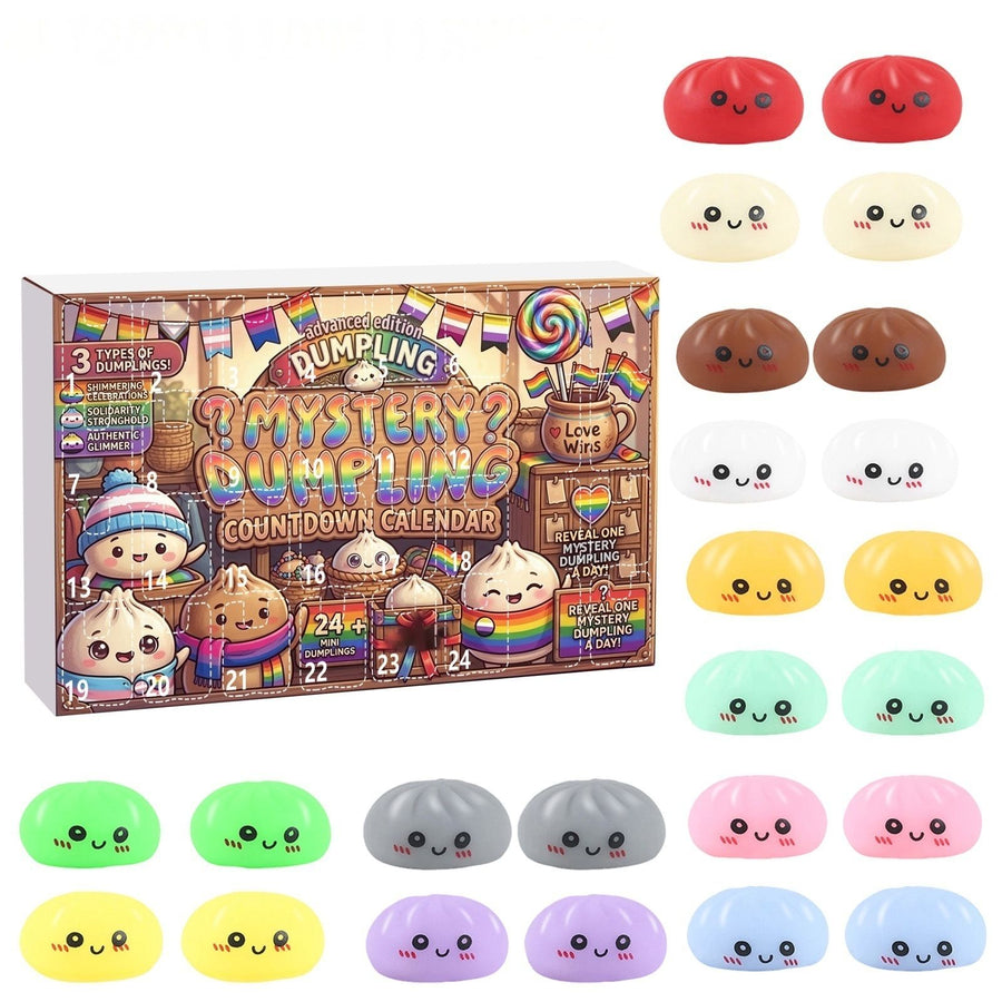 Fidget Squishy Stress Relief Toy - Mystery Dumpling Squishy Calendar Blind Box - Adult Decompression Squeeze Toy - GJ857