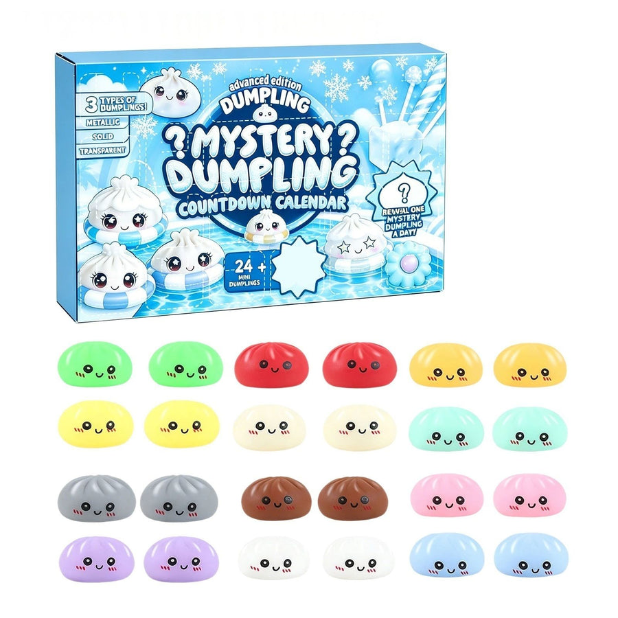 Fidget Squishy Stress Relief Toy - Mystery Dumpling Squishy Calendar Blind Box - Adult Decompression Squeeze Toy - GJ858