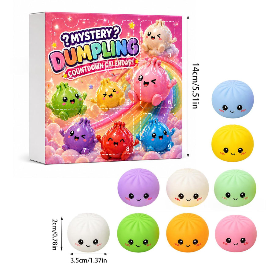 Fidget Squishy Stress Relief Toy 9-Grid Blind Box - Mystery Dumpling Squishy Calendar - Adult Decompression Squeeze Toy - GJ862-001