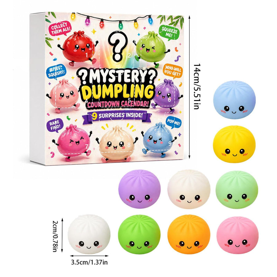 Fidget Squishy Stress Relief Toy 9-Grid Blind Box - Mystery Dumpling Squishy Calendar - Adult Decompression Squeeze Toy - GJ862-002