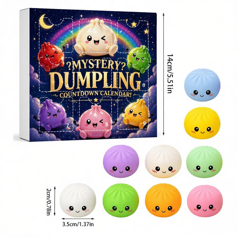 Fidget Squishy Stress Relief Toy 9-Grid Blind Box - Mystery Dumpling Squishy Calendar - Adult Decompression Squeeze Toy - GJ862-004