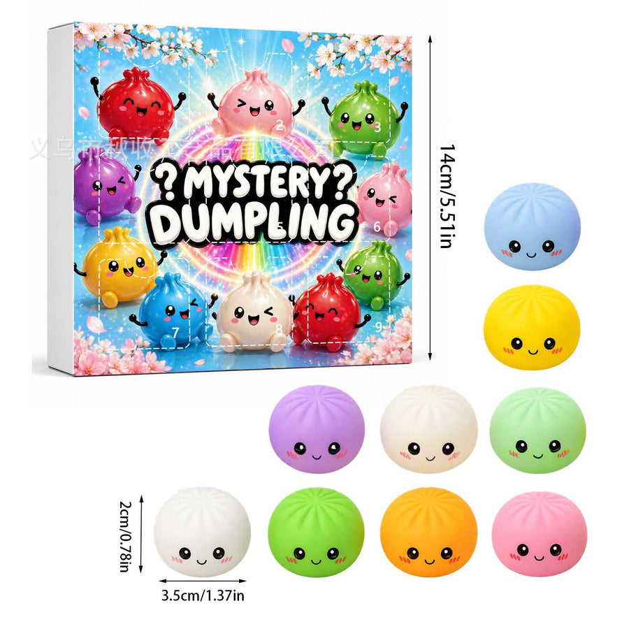 Fidget Squishy Stress Relief Toy 9-Grid Blind Box - Mystery Dumpling Squishy Calendar - Adult Decompression Squeeze Toy - GJ862-005