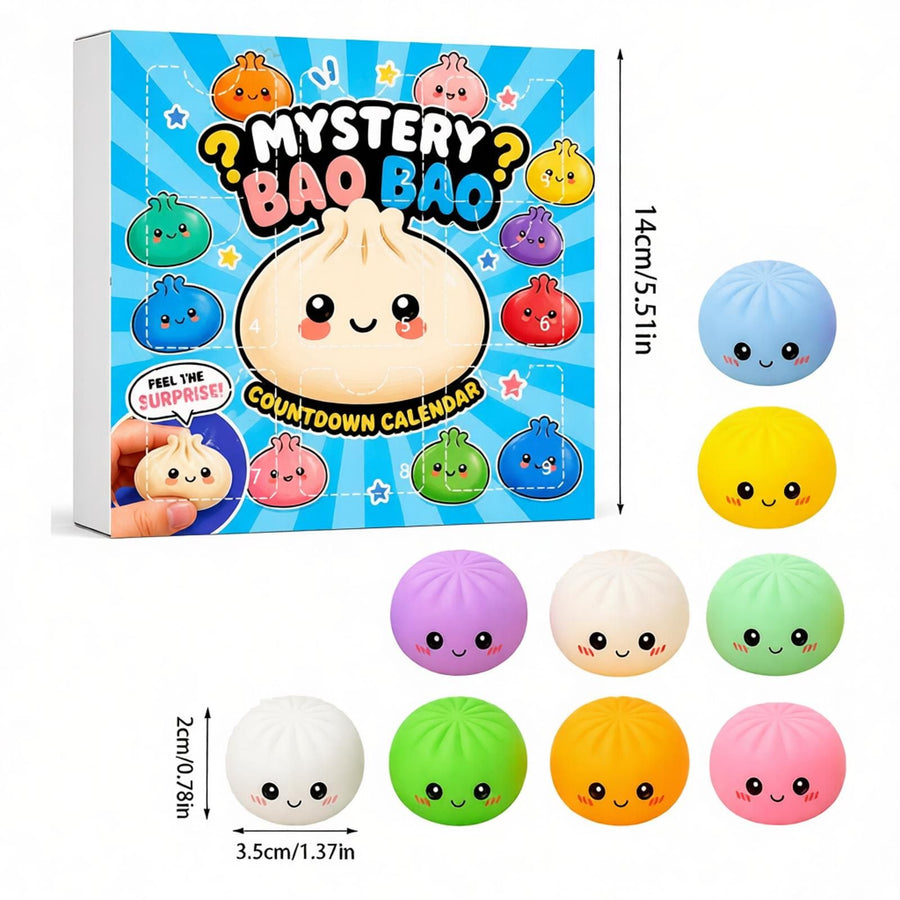 Fidget Squishy Stress Relief Toy 9-Grid Blind Box - Mystery Dumpling Squishy Calendar - Adult Decompression Squeeze Toy - GJ863-001