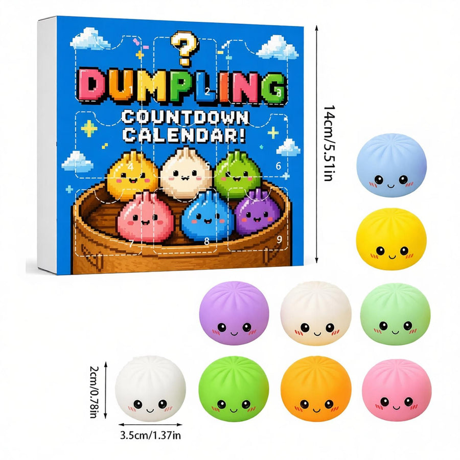 Fidget Squishy Stress Relief Toy 9-Grid Blind Box - Mystery Dumpling Squishy Calendar - Adult Decompression Squeeze Toy - GJ863-003