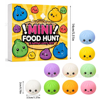 Fidget Squishy Stress Relief Toy 9-Grid Blind Box - Mystery Dumpling Squishy Calendar - Adult Decompression Squeeze Toy - GJ863-005