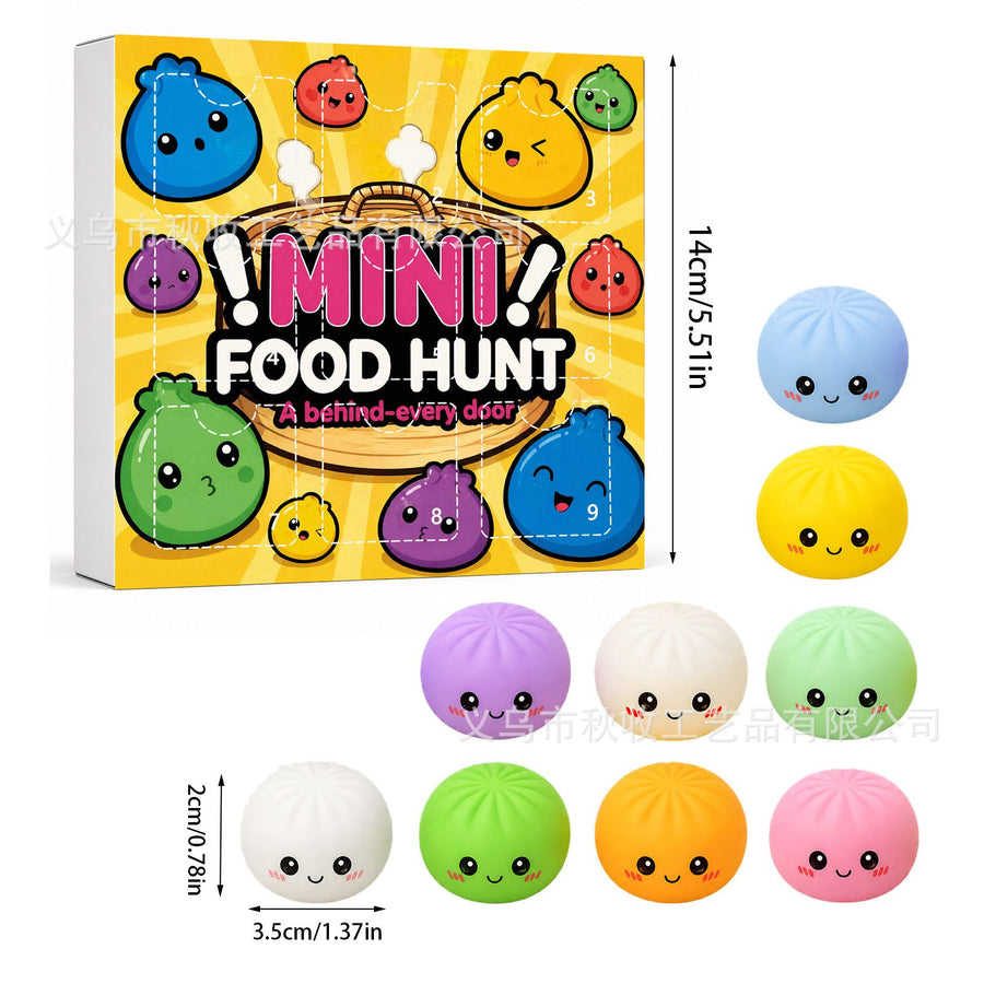 Fidget Squishy Stress Relief Toy 9-Grid Blind Box - Mystery Dumpling Squishy Calendar - Adult Decompression Squeeze Toy - GJ863-005