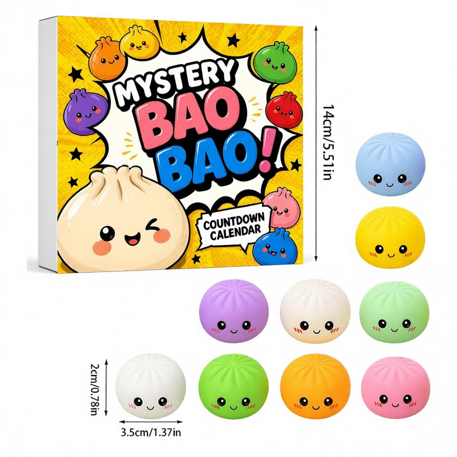 Fidget Squishy Stress Relief Toy 9-Grid Blind Box - Mystery Dumpling Squishy Calendar - Adult Decompression Squeeze Toy - GJ863-006