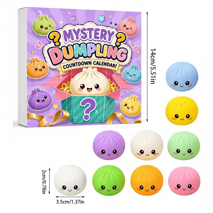 Fidget Squishy Stress Relief Toy 9-Grid Blind Box - Mystery Dumpling Squishy Calendar - Adult Decompression Squeeze Toy - GJ863-007