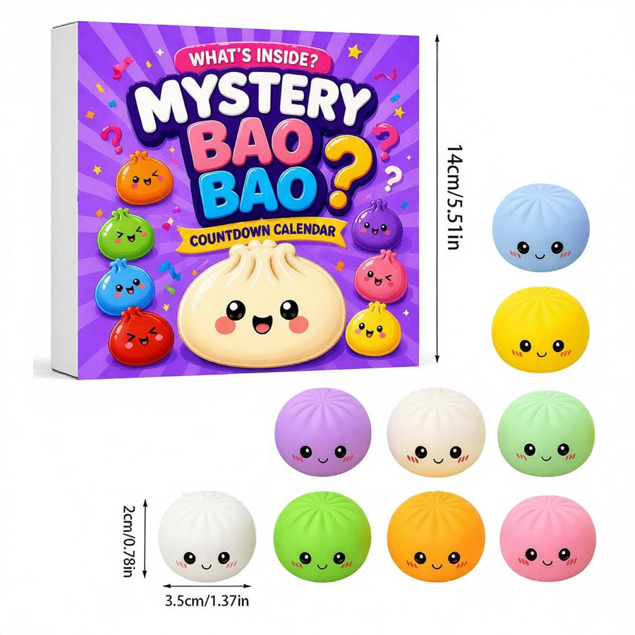 Fidget Squishy Stress Relief Toy 9-Grid Blind Box - Mystery Dumpling Squishy Calendar - Adult Decompression Squeeze Toy - GJ863-008