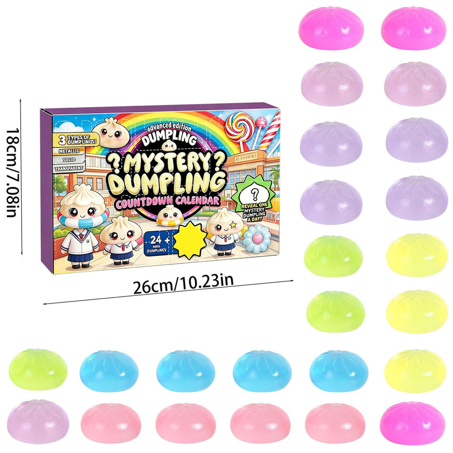 Adult Squishy Stress Relief Toy 24-Day Countdown Surprise Set - Mystery Dumpling Squeeze Calendar Gift Box - Decompression Toy - GJ876-001