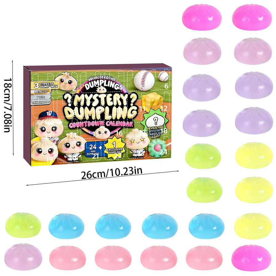 Adult Squishy Stress Relief Toy 24-Day Countdown Surprise Set - Mystery Dumpling Squeeze Calendar Gift Box - Decompression Toy - GJ876-002