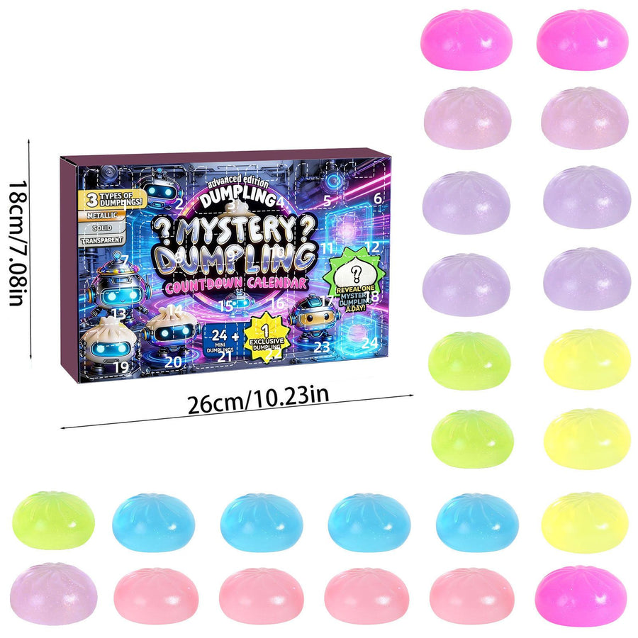 Adult Squishy Stress Relief Toy 24-Day Countdown Surprise Set - Mystery Dumpling Squeeze Calendar Gift Box - Decompression Toy - GJ876-003