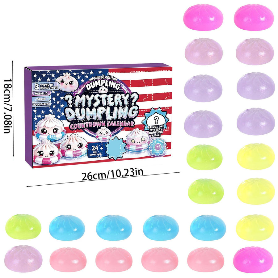 Adult Squishy Stress Relief Toy 24-Day Countdown Surprise Set - Mystery Dumpling Squeeze Calendar Gift Box - Decompression Toy - GJ876-004