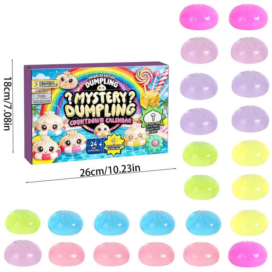 Adult Squishy Stress Relief Toy 24-Day Countdown Surprise Set - Mystery Dumpling Squeeze Calendar Gift Box - Decompression Toy - GJ876-005