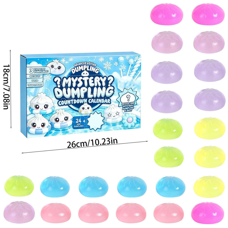 Adult Squishy Stress Relief Toy 24-Day Countdown Surprise Set - Mystery Dumpling Squeeze Calendar Gift Box - Decompression Toy - GJ876-006