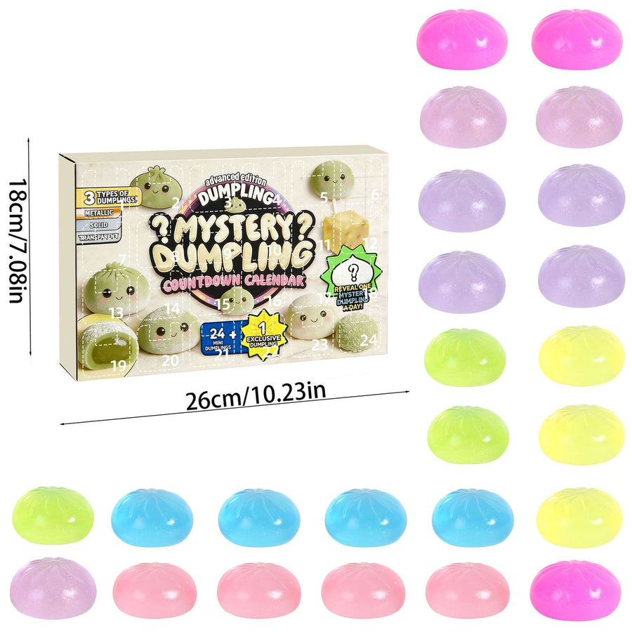 Adult Squishy Stress Relief Toy 24-Day Countdown Surprise Set - Mystery Dumpling Squeeze Calendar Gift Box - Decompression Toy - GJ876-008