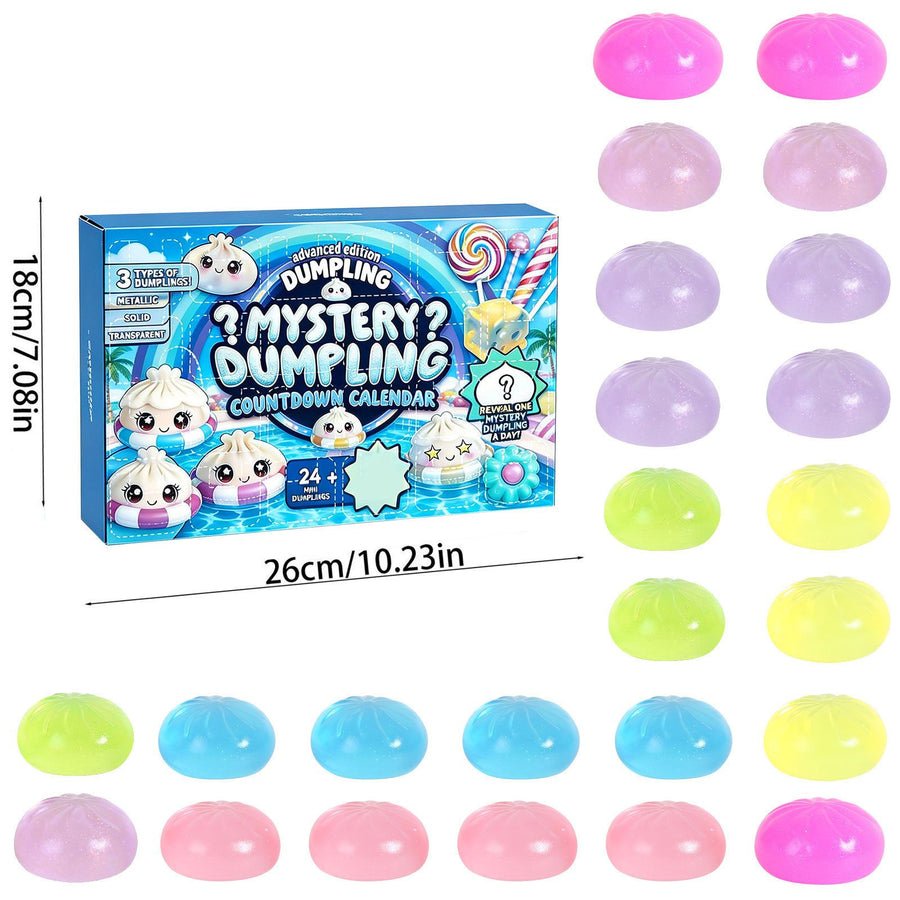 Adult Squishy Stress Relief Toy 24-Day Countdown Surprise Set - Mystery Dumpling Squeeze Calendar Gift Box - Decompression Toy - GJ876-009