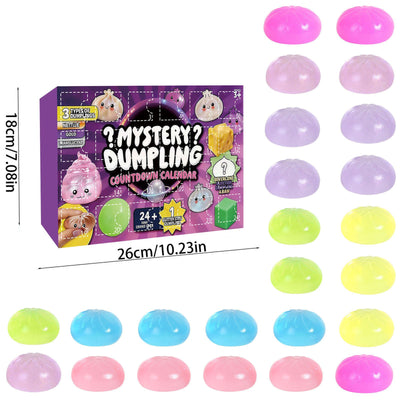 Adult Squishy Stress Relief Toy 24-Day Countdown Surprise Set - Mystery Dumpling Squeeze Calendar Gift Box - Decompression Toy - GJ876-010
