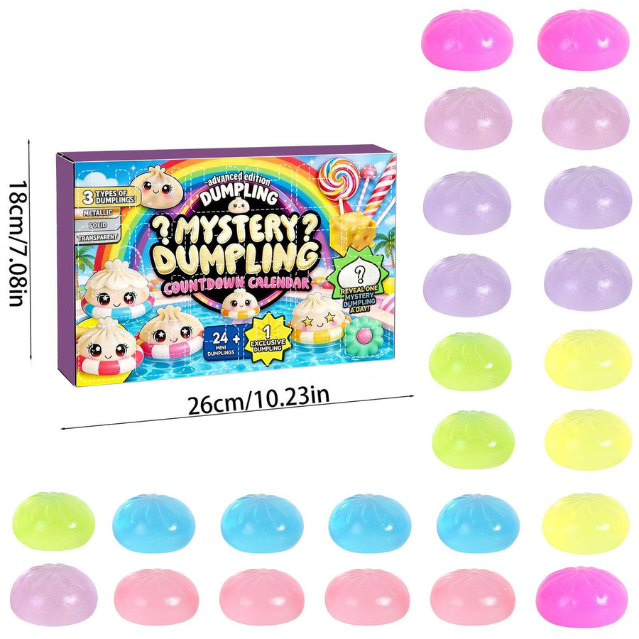 Adult Squishy Stress Relief Toy 24-Day Countdown Surprise Set - Mystery Dumpling Squeeze Calendar Gift Box - Decompression Toy - GJ876-011