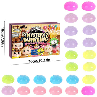 Adult Squishy Stress Relief Toy 24-Day Countdown Surprise Set - Mystery Dumpling Squeeze Calendar Gift Box - Decompression Toy - GJ876-012
