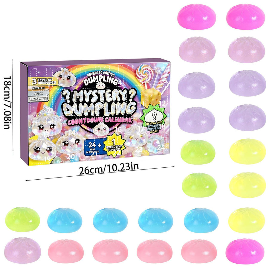 Adult Squishy Stress Relief Toy 24-Day Countdown Surprise Set - Mystery Dumpling Squeeze Calendar Gift Box - Decompression Toy - GJ876-013