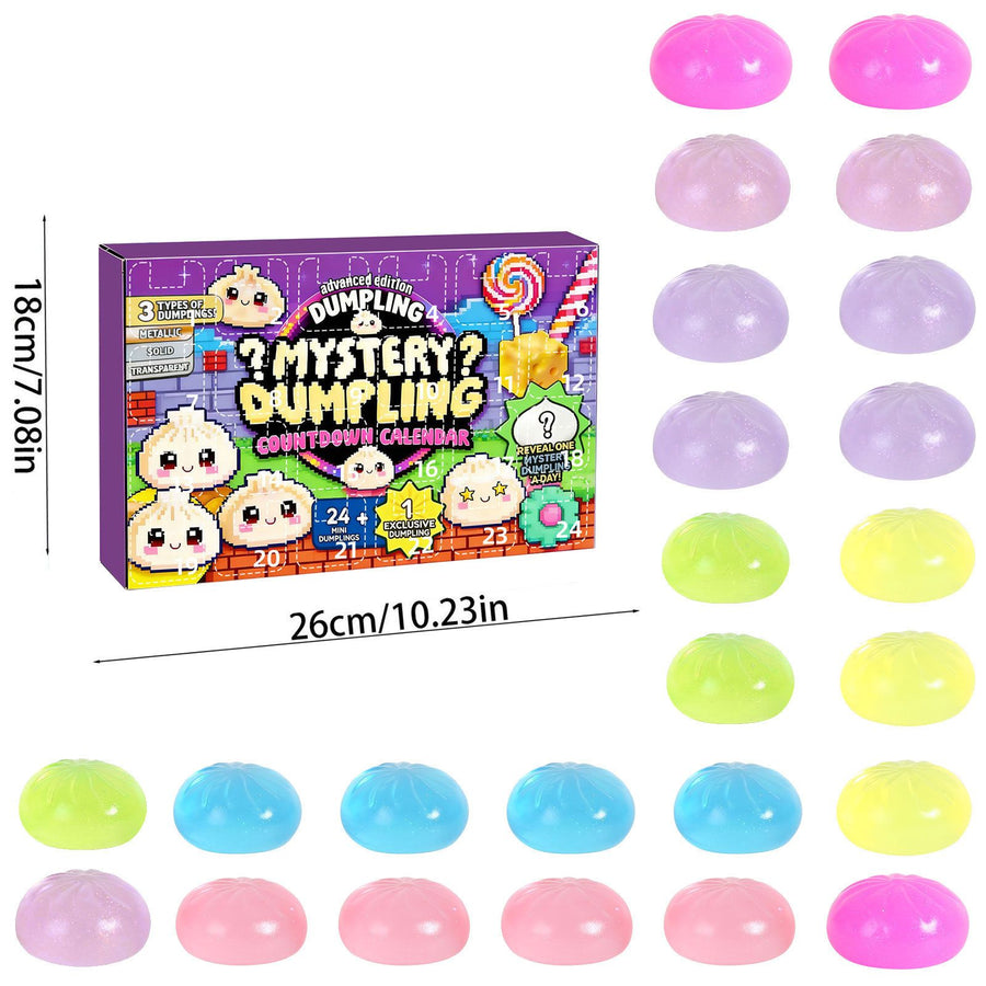 Adult Squishy Stress Relief Toy 24-Day Countdown Surprise Set - Mystery Dumpling Squeeze Calendar Gift Box - Decompression Toy - GJ876-014