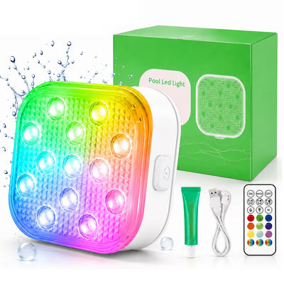 Rechargeable Magnetic Pool Light - IP68 Waterproof Underwater LED Light with Remote Control - 16 Colors 2600mAh Battery for Above Ground Inground Pools - 1 Pack
