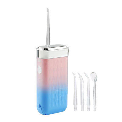 Mini Portable Oral Irrigator Rechargeable Water Dental Flosser With Stretchable Water Tan -Pink