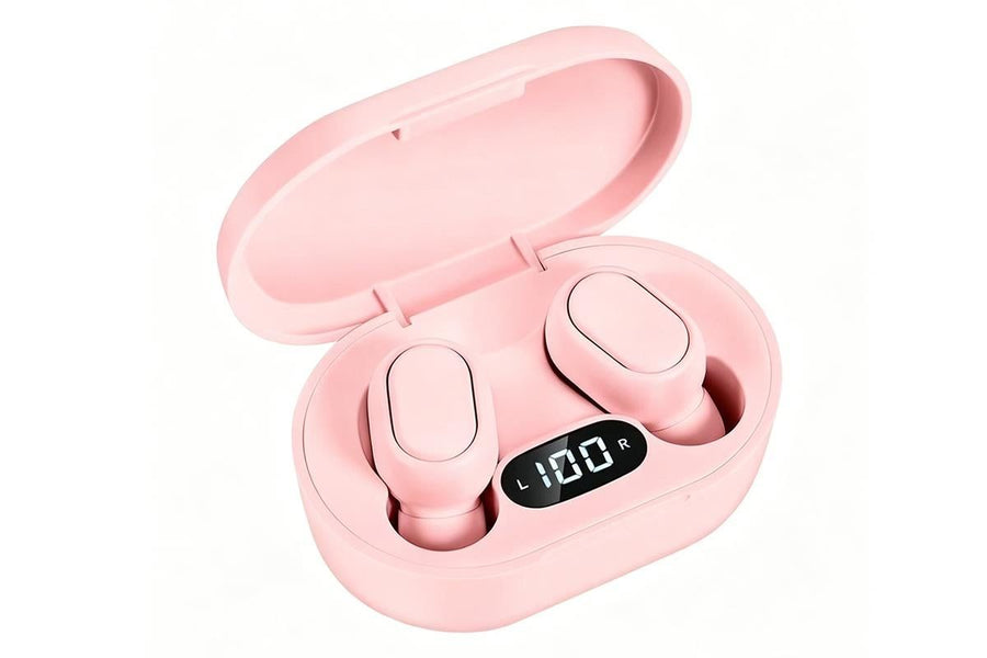 Bluetooth 5.1 Wireless Earbuds with LED Display IPX4 Waterproof Headphones-Pink