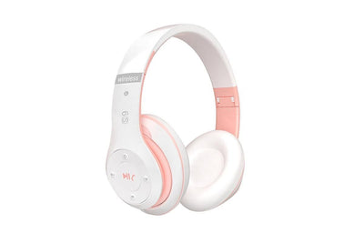 Bluetooth Headphones Over Ear HiFi Stereo Sound Wireless Headphones for Travel Work Cellphone-Pink