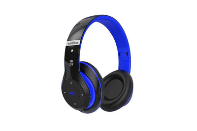Bluetooth Headphones Over Ear HiFi Stereo Sound Wireless Headphones for Travel Work Cellphone-Blue