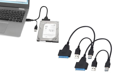 2Pcs USB 3.0 to SATA Hard Drive Adapter Cable External Hard Drive Converter Support for 2.5 inch Hard Drive HDD SSD Dual USB