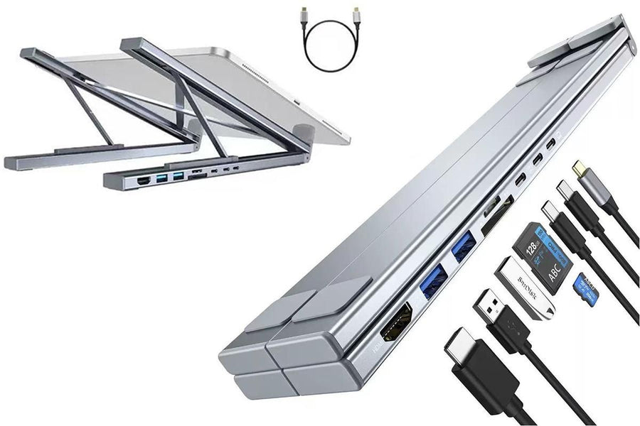 8-in 1 Laptop Stand with Docking Station USB 3.0 PD 100W 4K HDMI for MacBook