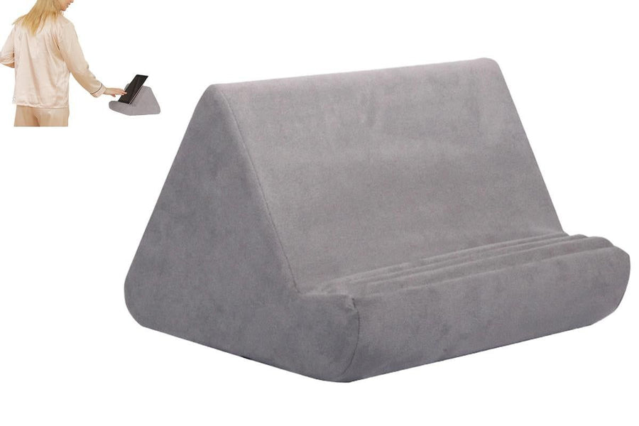 Tablet Holder Multi Angle Lazy Holder Stand with 2 Pockets for Bed Desk-Grey