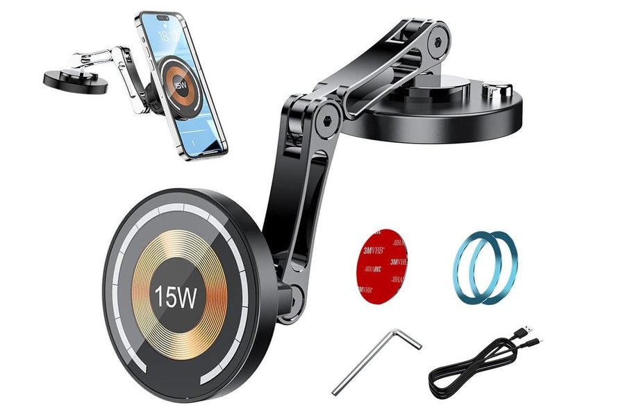 15W Car Mount Charger Dash Window Charging Mount for iPhone Air 17 Pro 16 Pro