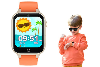 Kids Smart Watch Touch Screen Elastic Strap Smartwatch With Video Camera Pedometer-Orange