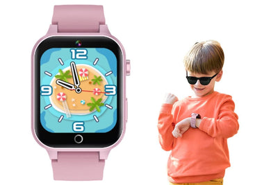 Kids Smart Watch Touch Screen Elastic Strap Smartwatch With Video Camera Pedometer-Pink