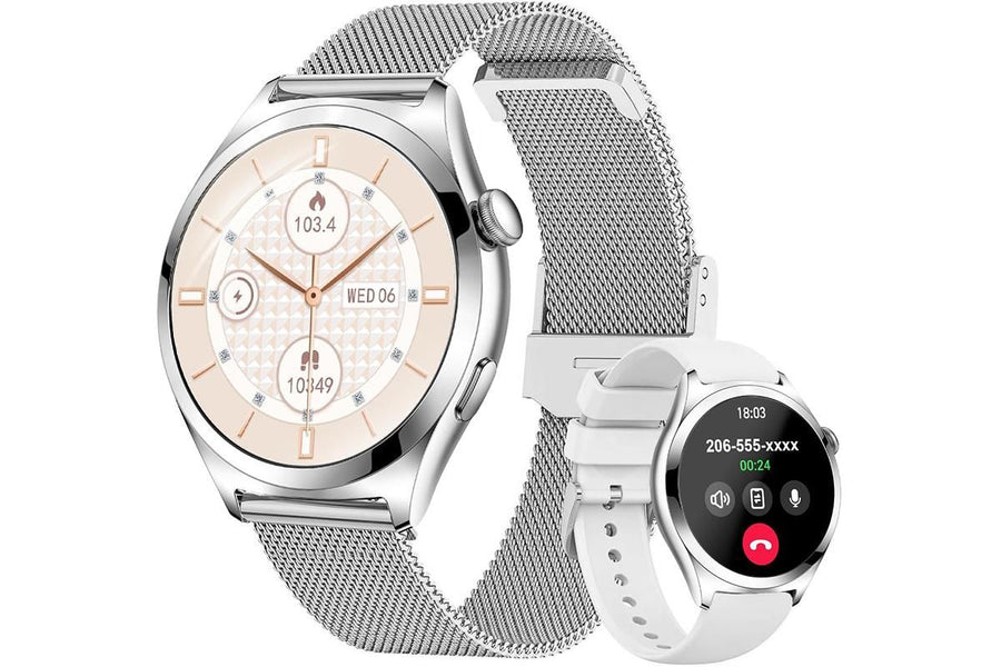 Smart Watch for Women Waterproof Smartwatch 100+ Sports Fitness Tracker-Silver