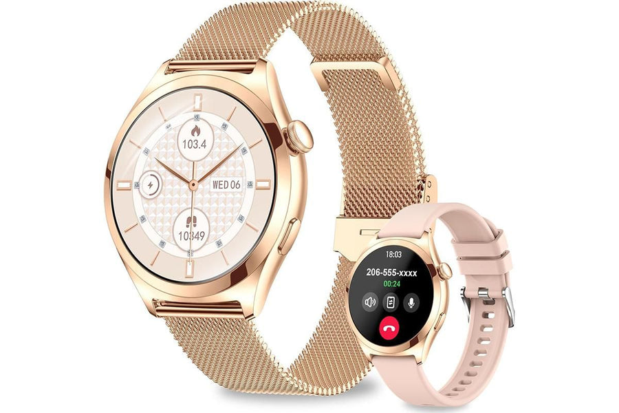 Smart Watch for Women Waterproof Smartwatch 100+ Sports Fitness Tracker-Gold