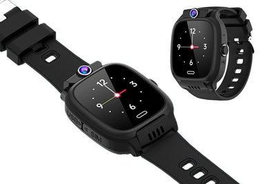 4G Smart Phone Watch Dual Positioning Alarm Water-Resistant Smart watch-Black