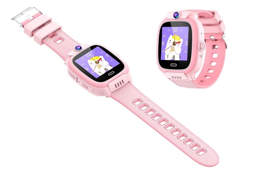 4G Smart Phone Watch Dual Positioning Alarm Water-Resistant Smart watch-Pink
