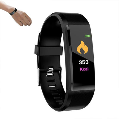 Bluetooth Smart Fitness Tracker Band Heart Rate Monitor Armband-Black
