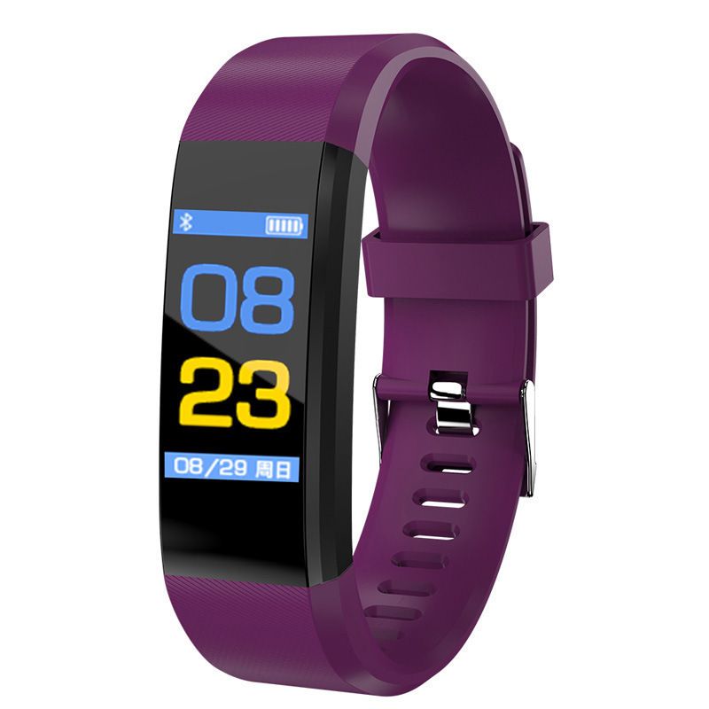 Bluetooth Smart Fitness Tracker Band Heart Rate Monitor Armband-Purple