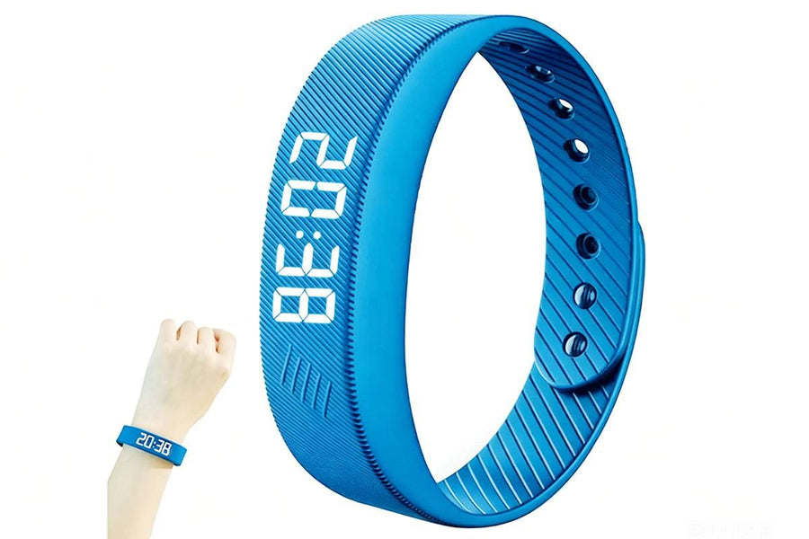 Digital Sports Watch Pedometer Vibrating Alarm Wristband - Blue