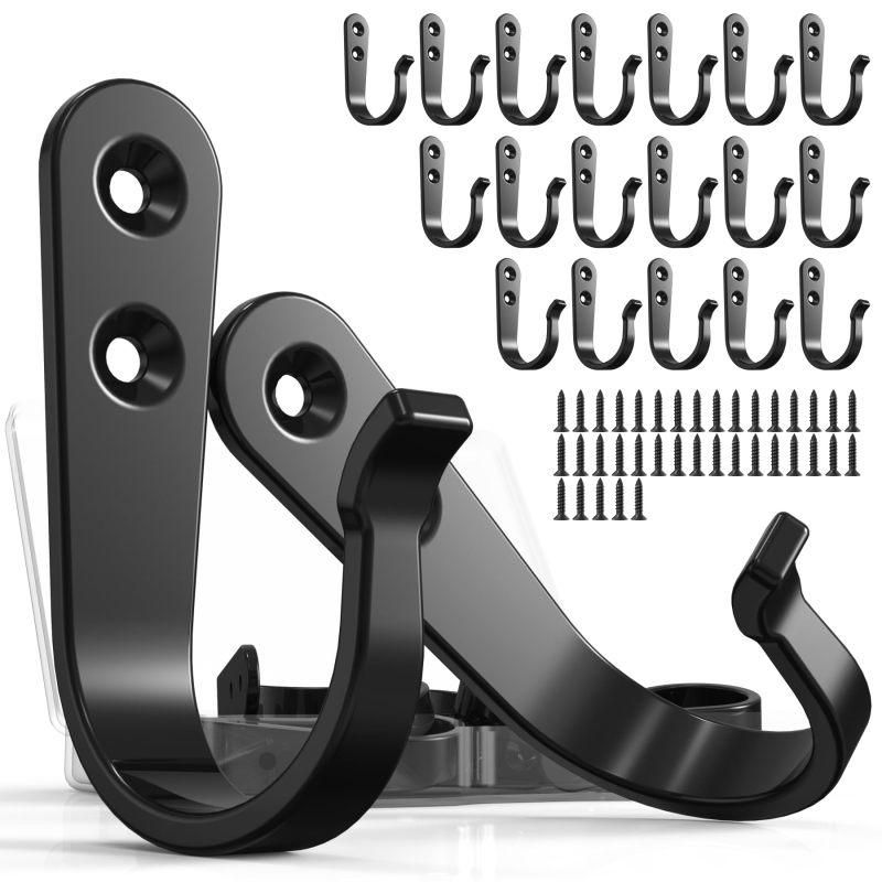 20pcs Metal Wall Hooks Heavy-Duty Coat Hookswall Hangers Metal Hangers - Black