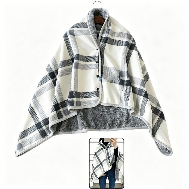 Hooded Thermal Blanket Sleeveless Design Universal Wheelchair Warm Cover Gray - 80*130cm