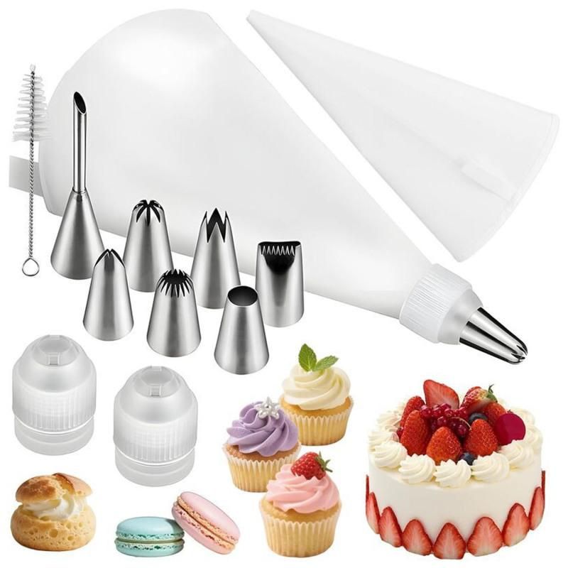 12 Piece Seamless Piping Nozzle Set, Stainless Steel Icing Tips for Cake Decorating Baking