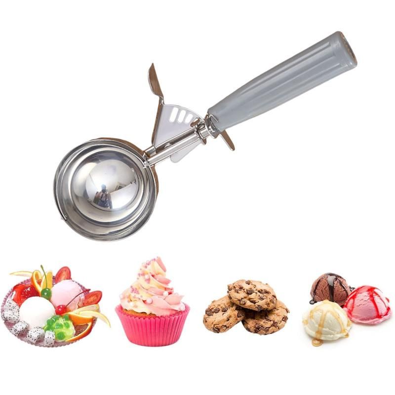 4 oz cream scoop with trigger cake batter measuring spoon Yellow
