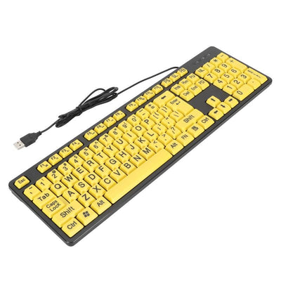 104 Keys Large Print USB Wired Keyboard, Computer Keyboard for Elderly Visually Impaired