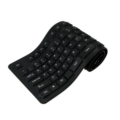 108 Keys USB Silicone Flexible Keyboard, Waterproof Wired Keyboard Silent Keys(black)